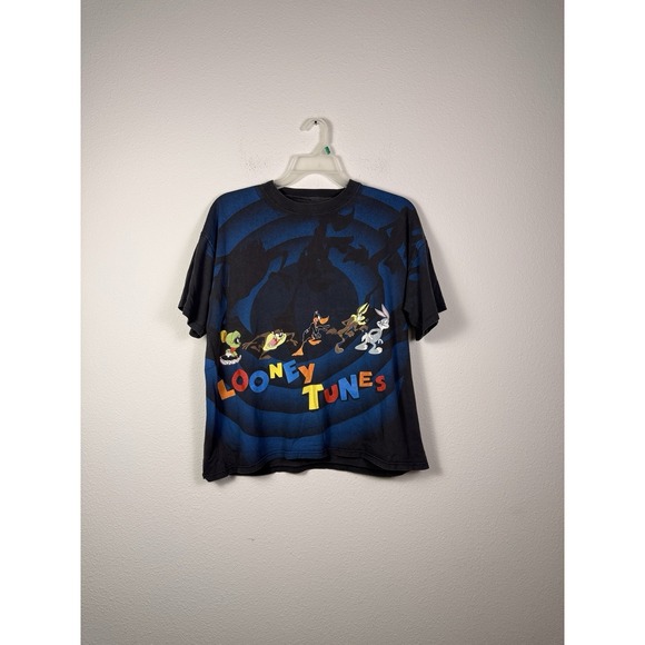 Looney Tunes Mania Other - Vintage Looney Tunes Shirt Mens Black Tunnel AOP Double Sided 90s